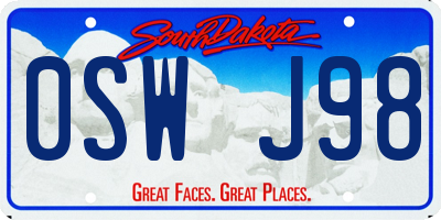 SD license plate 0SWJ98