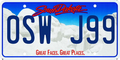 SD license plate 0SWJ99
