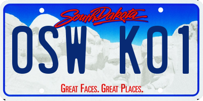 SD license plate 0SWK01