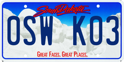SD license plate 0SWK03