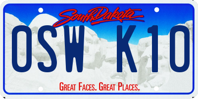 SD license plate 0SWK10