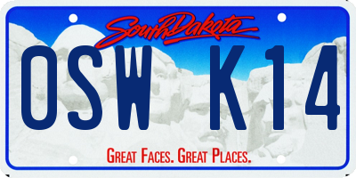 SD license plate 0SWK14