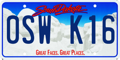 SD license plate 0SWK16