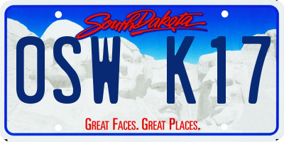 SD license plate 0SWK17