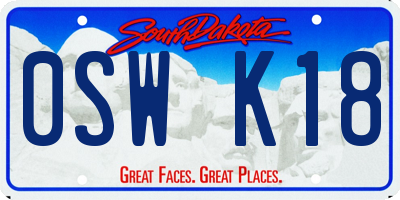 SD license plate 0SWK18