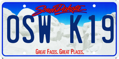SD license plate 0SWK19