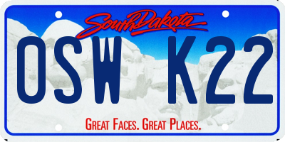 SD license plate 0SWK22
