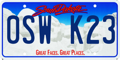 SD license plate 0SWK23