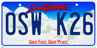 SD license plate 0SWK26