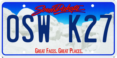 SD license plate 0SWK27