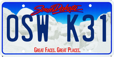 SD license plate 0SWK31