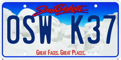 SD license plate 0SWK37