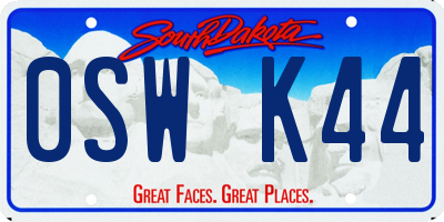 SD license plate 0SWK44