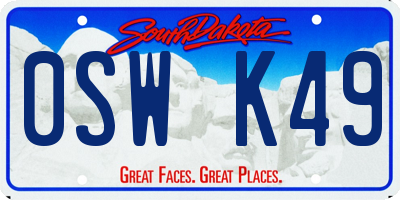 SD license plate 0SWK49