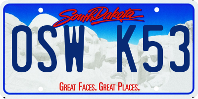 SD license plate 0SWK53