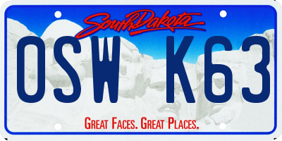 SD license plate 0SWK63