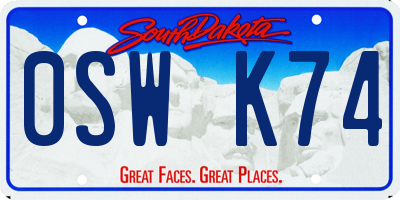 SD license plate 0SWK74