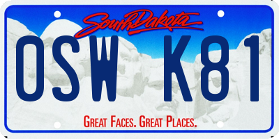SD license plate 0SWK81