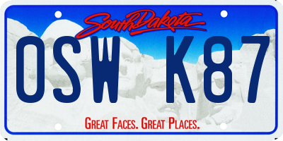 SD license plate 0SWK87