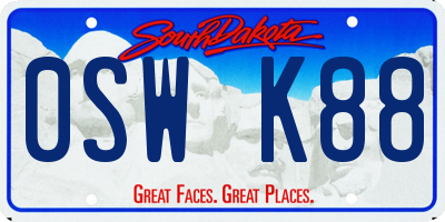 SD license plate 0SWK88