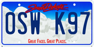 SD license plate 0SWK97