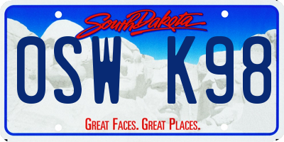 SD license plate 0SWK98