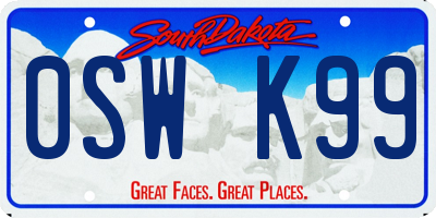 SD license plate 0SWK99