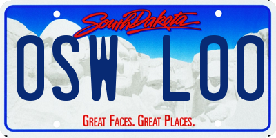 SD license plate 0SWL00