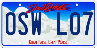 SD license plate 0SWL07
