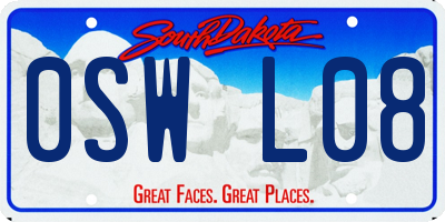 SD license plate 0SWL08