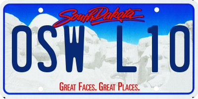 SD license plate 0SWL10