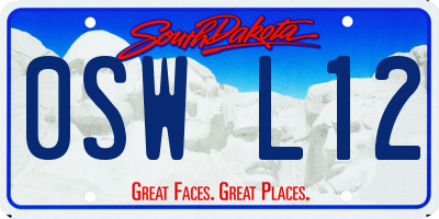 SD license plate 0SWL12