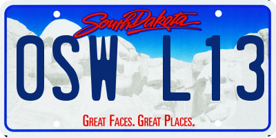 SD license plate 0SWL13