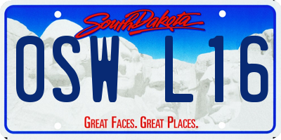 SD license plate 0SWL16