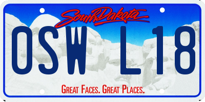 SD license plate 0SWL18