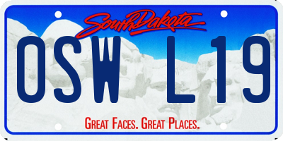 SD license plate 0SWL19