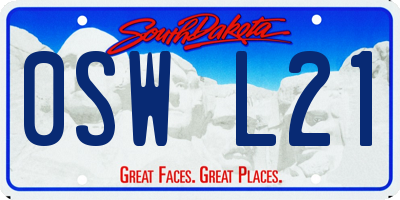 SD license plate 0SWL21