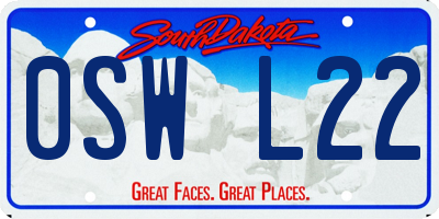 SD license plate 0SWL22