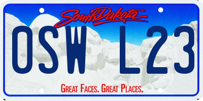 SD license plate 0SWL23