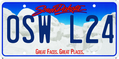 SD license plate 0SWL24