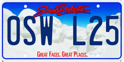 SD license plate 0SWL25