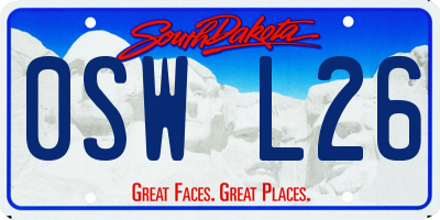 SD license plate 0SWL26
