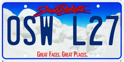 SD license plate 0SWL27