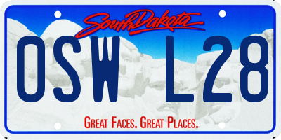 SD license plate 0SWL28