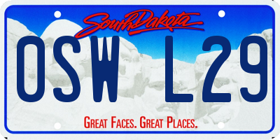 SD license plate 0SWL29