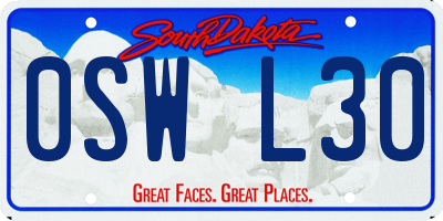 SD license plate 0SWL30