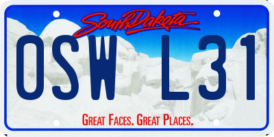 SD license plate 0SWL31