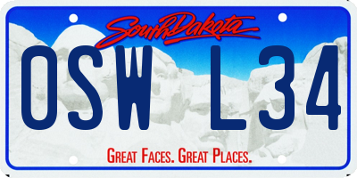 SD license plate 0SWL34
