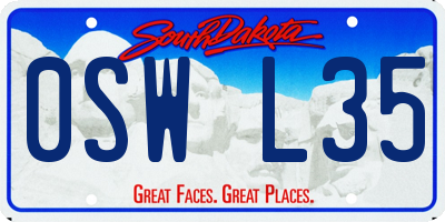 SD license plate 0SWL35