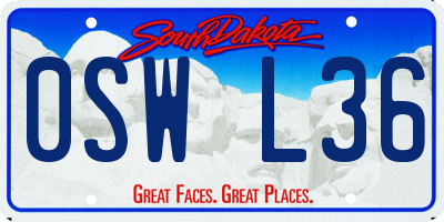 SD license plate 0SWL36